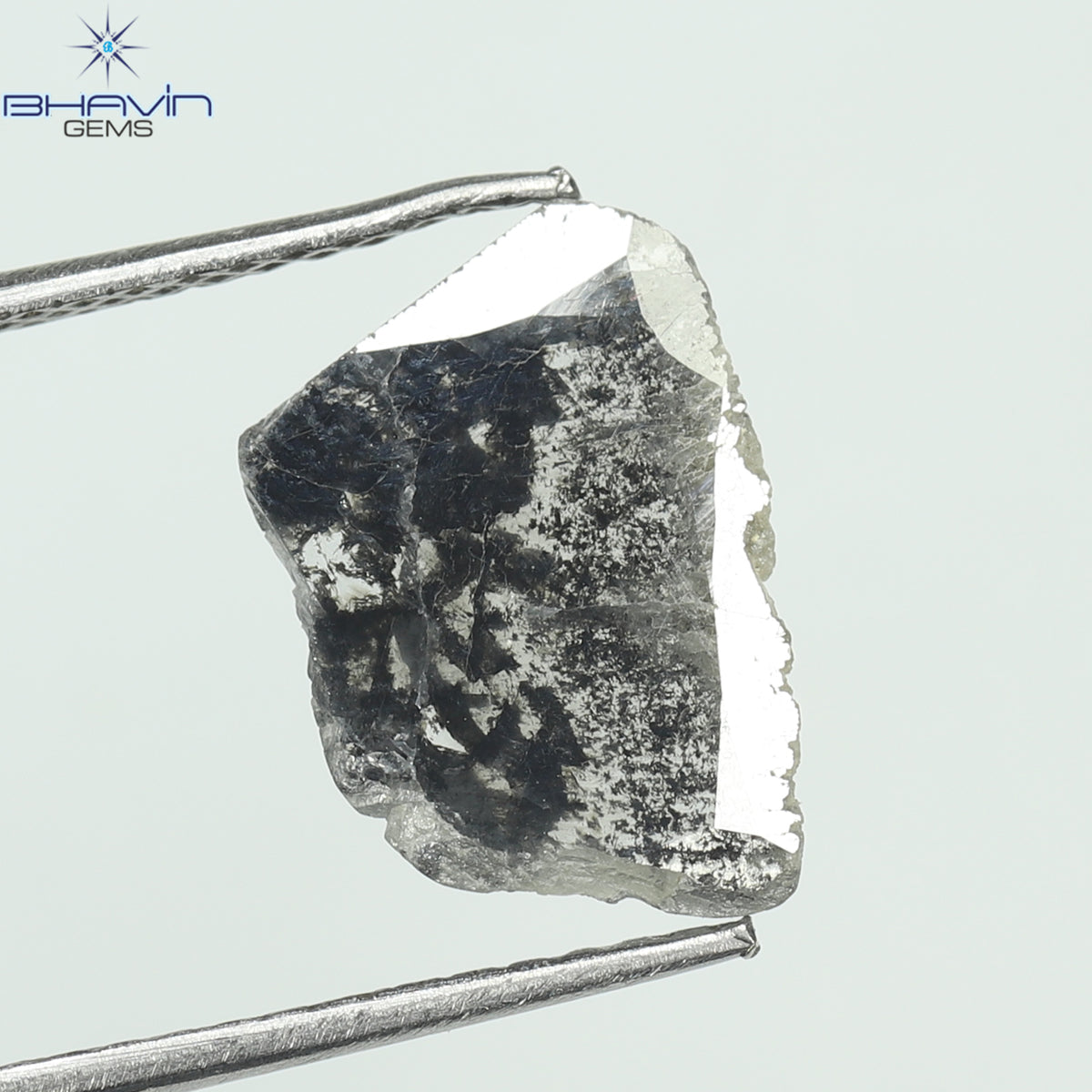 1.11 CT スライス形状 天然ダイヤモンド ソルト アンド ペッパー カラー I3 クラリティ (12.11 MM)