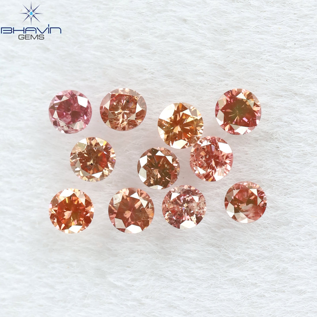 0.22 CT/11 Pcs Natural Round Diamond Enhanced Pink Color Clarity SI (1.75 MM)