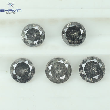 1.14 CT/5 Pcs Round Shape Natural Loose Diamond Salt And pepper Color I3 Clarity (3.93 MM)
