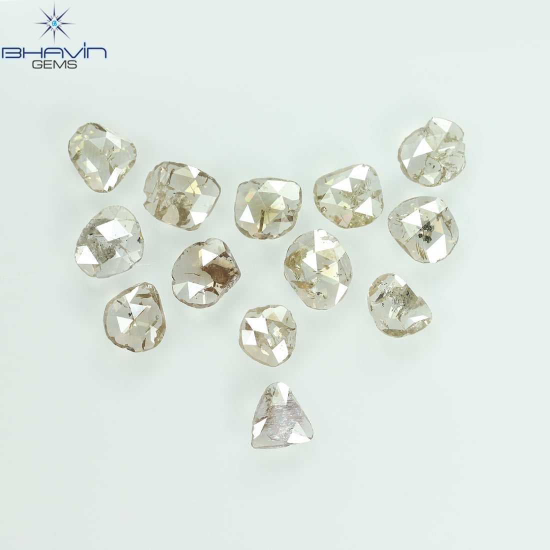 3.00 CT (13 個) ポルキ ローズカット シェイプ ナチュラル ダイヤモンド ブラウン カラー I2 クラリティ (5.57 MM)