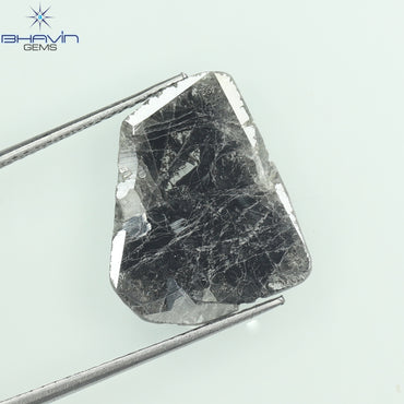 3.73 CT スライス シェイプ ナチュラル ダイヤモンド ソルト アンド ペッパー カラー I3 クラリティ (16.50 MM)