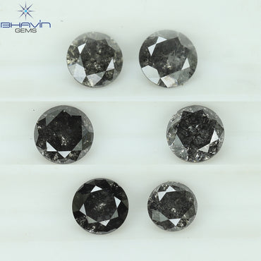 1.00 CT/6 Pcs Round Shape Natural Loose Diamond Salt And pepper Color I3 Clarity (3.52 MM)