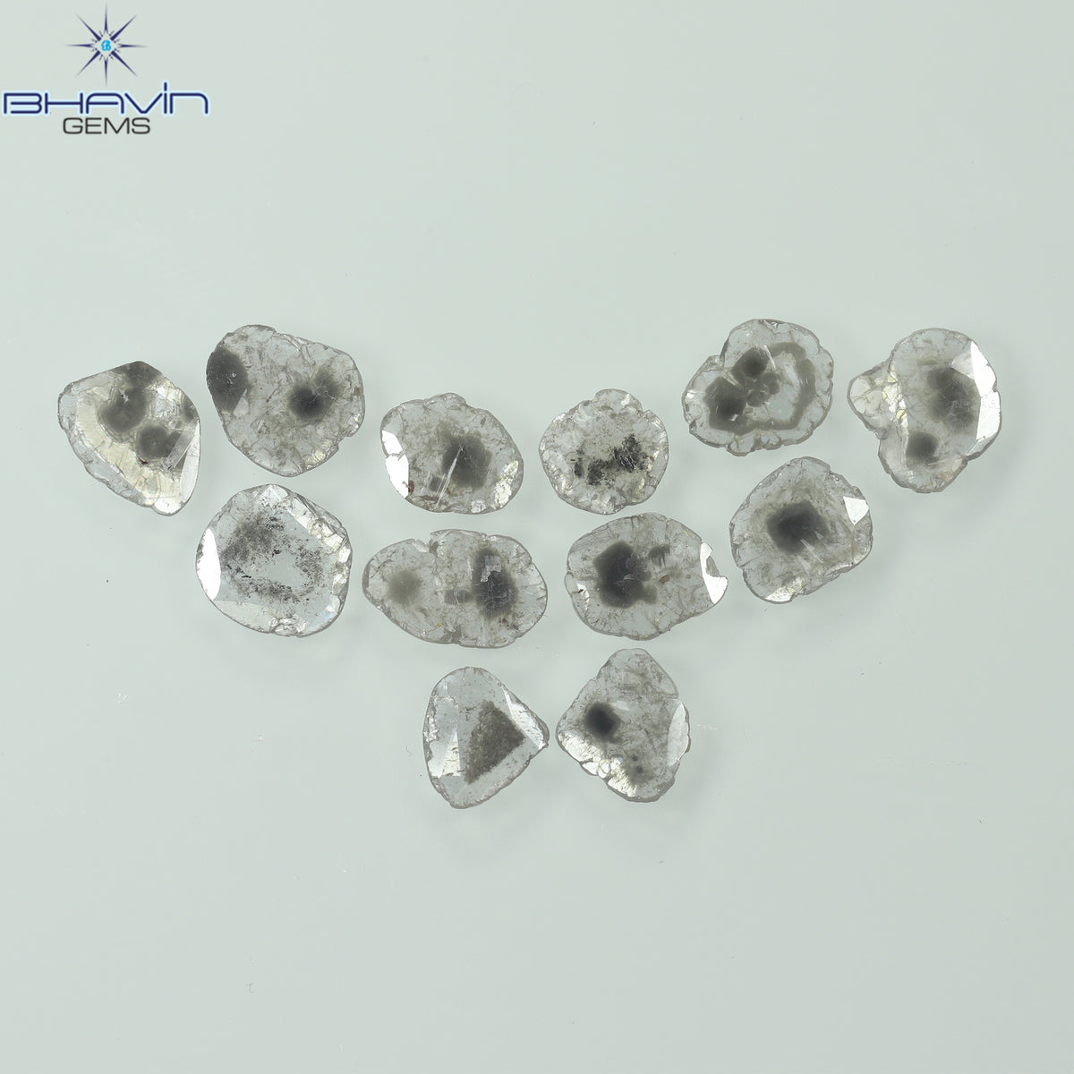 2.46 CT (12 Pcs) Slice Natural Diamond Salt And Pepper Color Clarity I3 (7.09 MM)