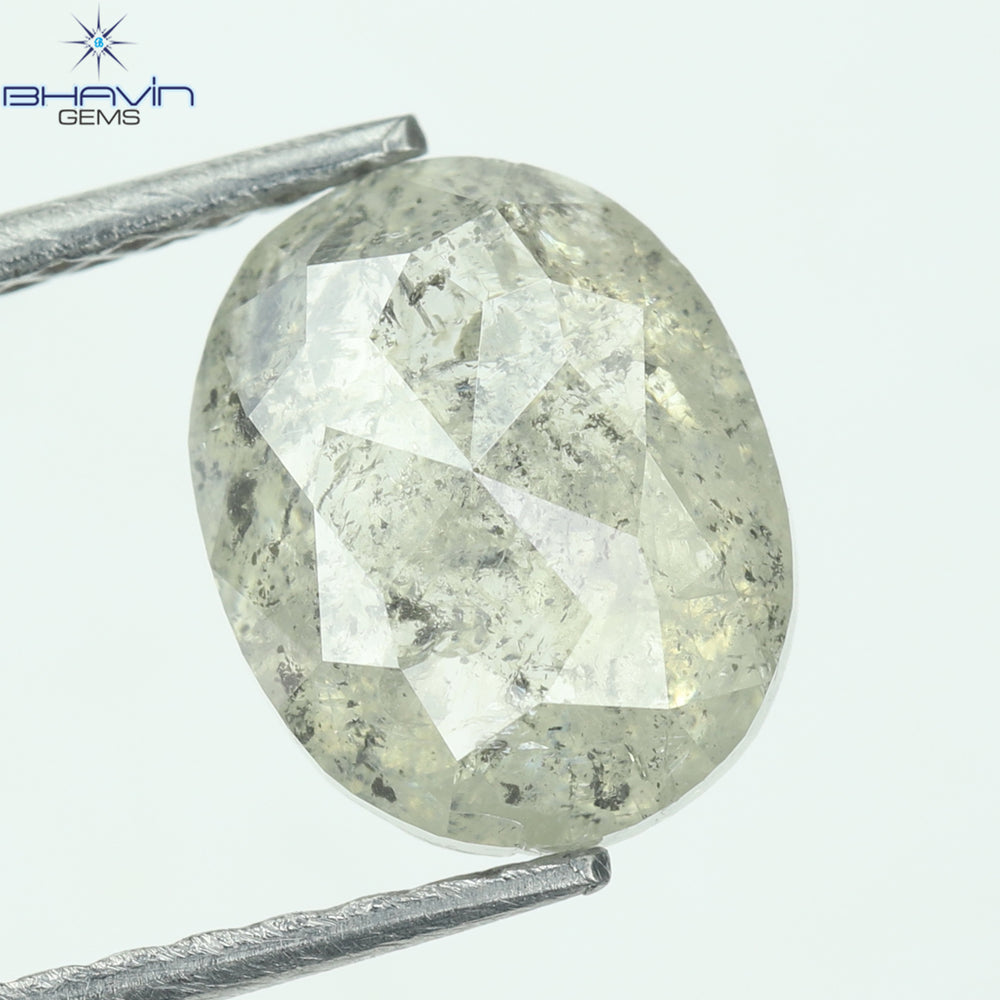 1.79 CT オーバルシェイプ ナチュラル ダイヤモンド ソルト アンド ペッパー カラー I3 クラリティ (7.90 MM)