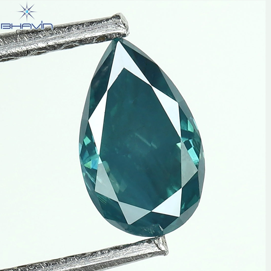 0.30 CT Pear Natural Diamond Enhanced Greenish Blue Color Clarity SI2 (3.41 MM)