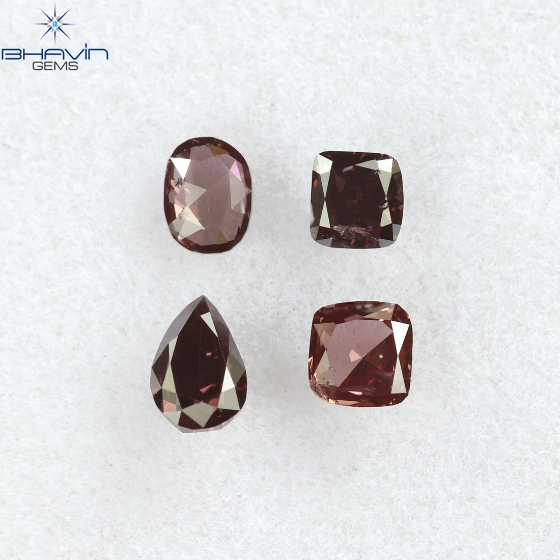 0.42 CT/4 ピース ミックス シェイプ ナチュラル ダイヤモンド ピンク カラー SI クラリティ (3.83 MM)