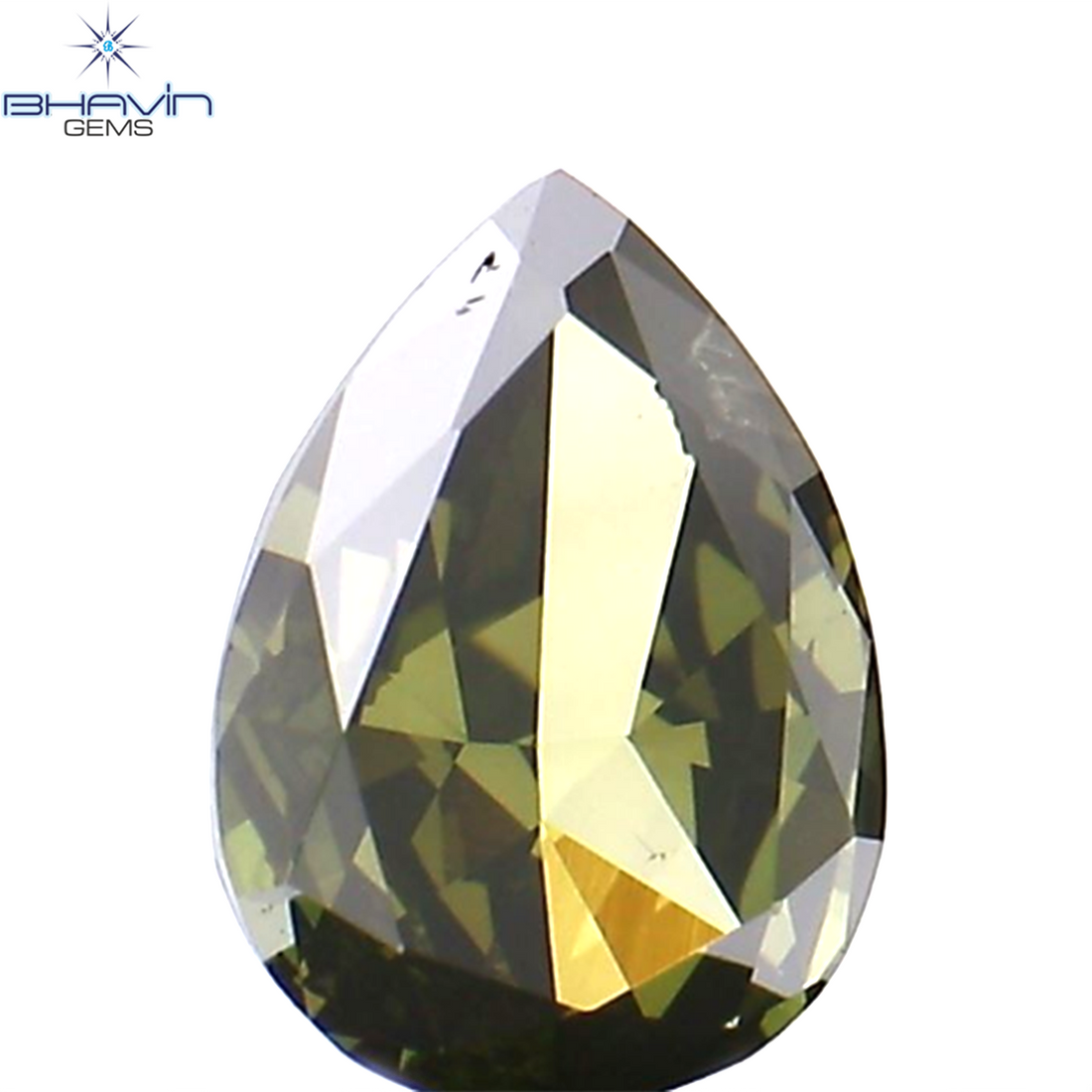 0.34 CT Natural Pear Diamond Enhanced Green Color Clarity VS2 (5.45 MM)