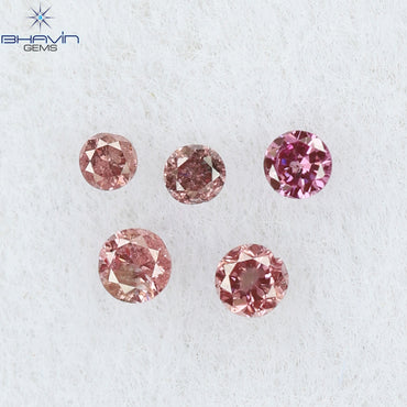 0.05 CT/5 Pcs Round Shape Natural Loose Diamond Pink Color I1 Clarity (0.05 MM)