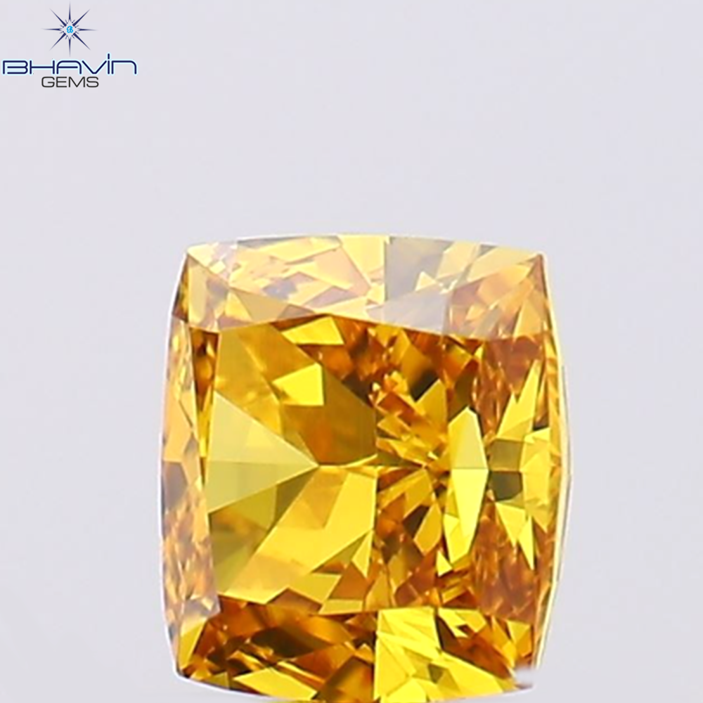 0.35 CT クッション シェイプ ナチュラル ダイヤモンド オレンジ色 VS1 クラリティ (4.08 MM)