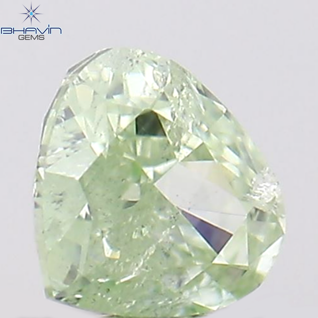 0.14 CT Natural Heart Diamond Enhanced Greenish Yellow Color Clarity SI2 (3.27 MM)