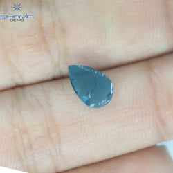 0.59 CT Pear Shape Natural Diamond Blue Color I1 Clarity (8.80 MM)