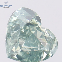 0.24 CT Heart Shape Natural Diamond Bluish Green Color SI1 Clarity (4.21 MM)