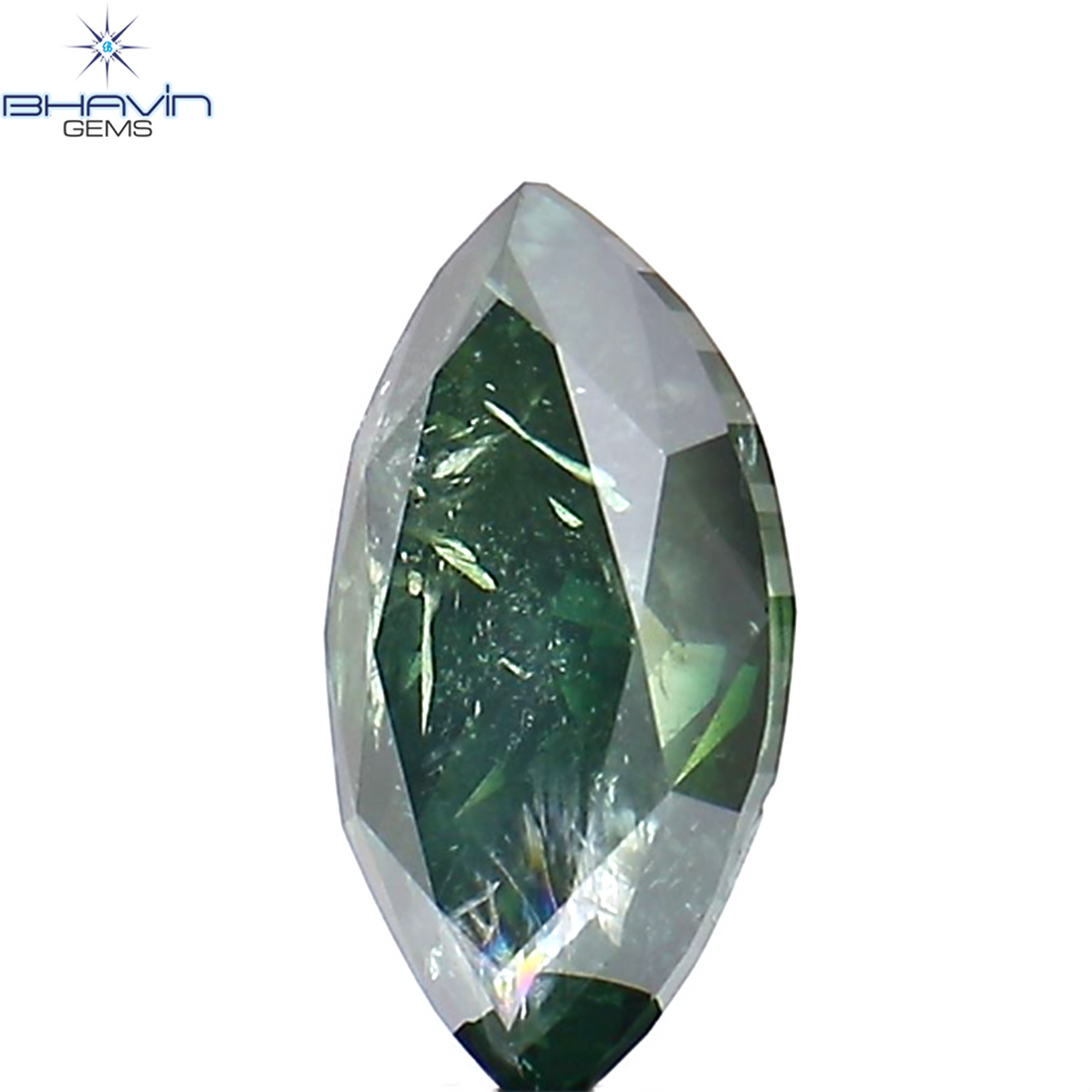 2.11 CT Natural Marquise Diamond Enhanced Green Color Clarity I2 (11.14 MM)
