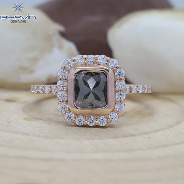 Cushion Diamond Salt And Pepper Diamond Natural Diamond Ring Gold Ring Engagement Ring
