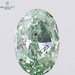 0.14 CT Oval Shape Natural Diamond Bluish Green Color SI2 Clarity (3.92 MM)