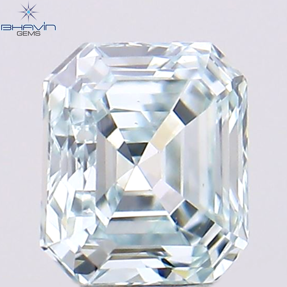 0.23 CT アッシャー シェイプ ナチュラル ダイヤモンド グリーンがかったブルー カラー VS1 クラリティ (3.68 MM)