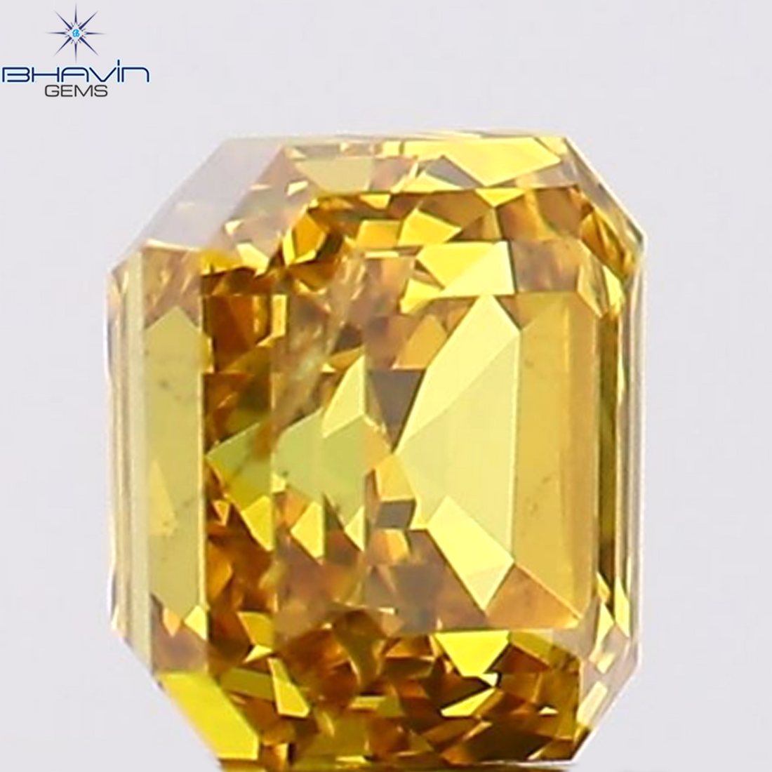 0.45 CT Natural Asscher Diamond Enhanced Orange Color Clarity SI1 (4.08 MM)