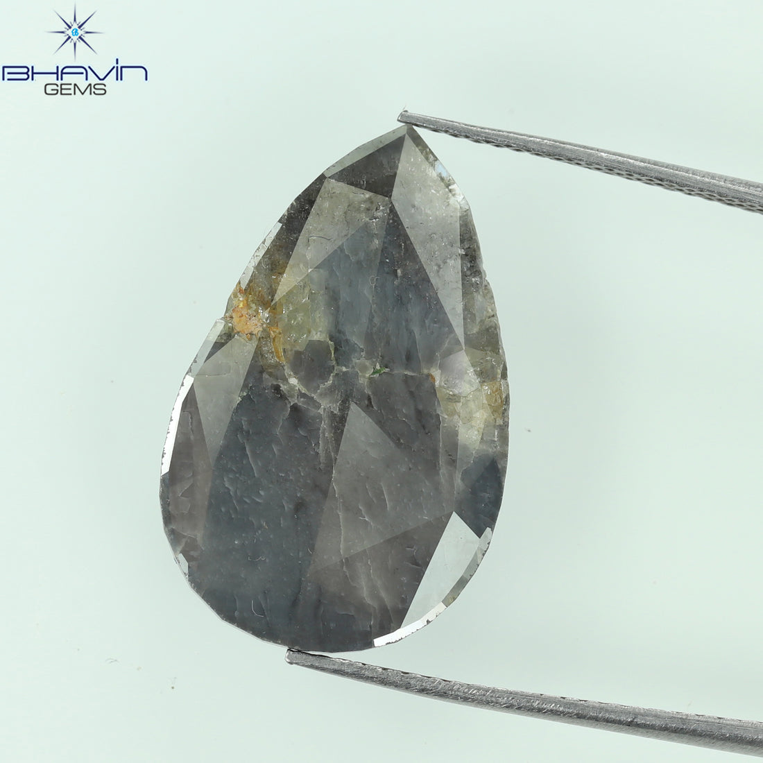 5.69 CT Natural Pear Slice Diamond Gray Color Clarity I3 (14.00 MM)