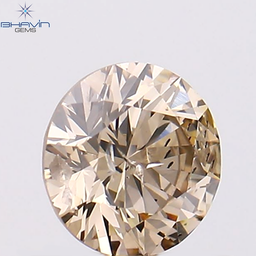 0.52 CT Round Shape Natural Loose Diamond Brown Color I1 Clarity (5.16 MM)