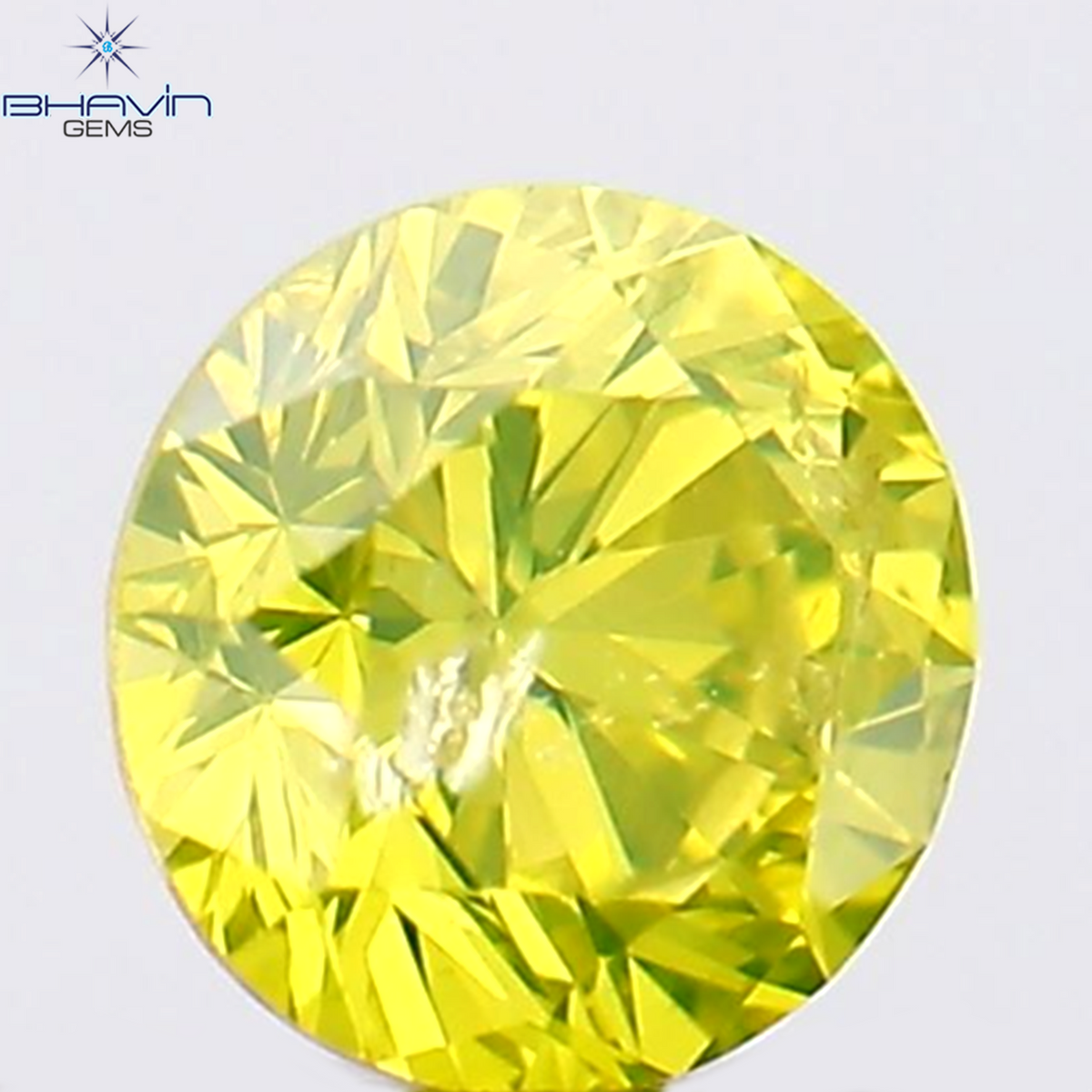 0.13 CT ラウンド シェイプ ナチュラル ダイヤモンド グリーン イエロー カラー SI2 クラリティ (3.19 MM)