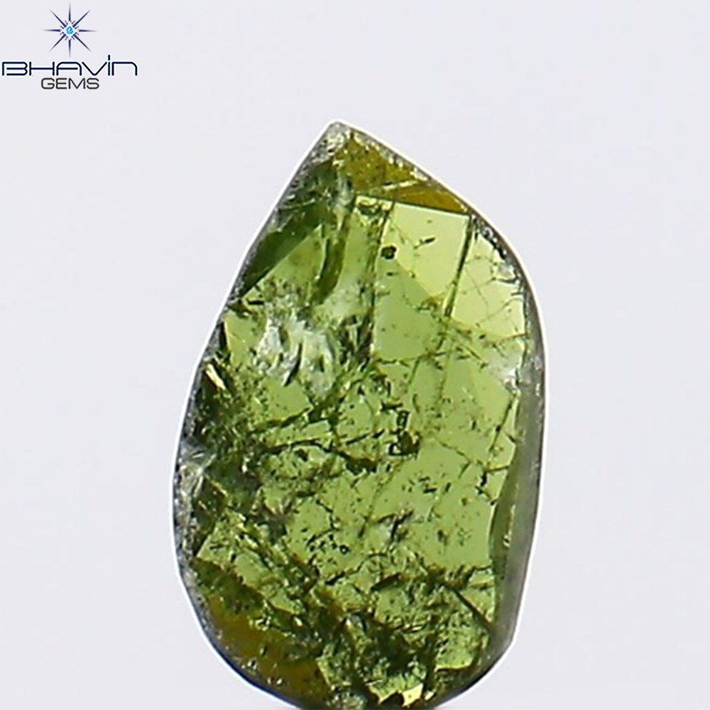 0.23 CT Natural Pear Diamond Enhanced Green Color Clarity I2 (6.27 MM)
