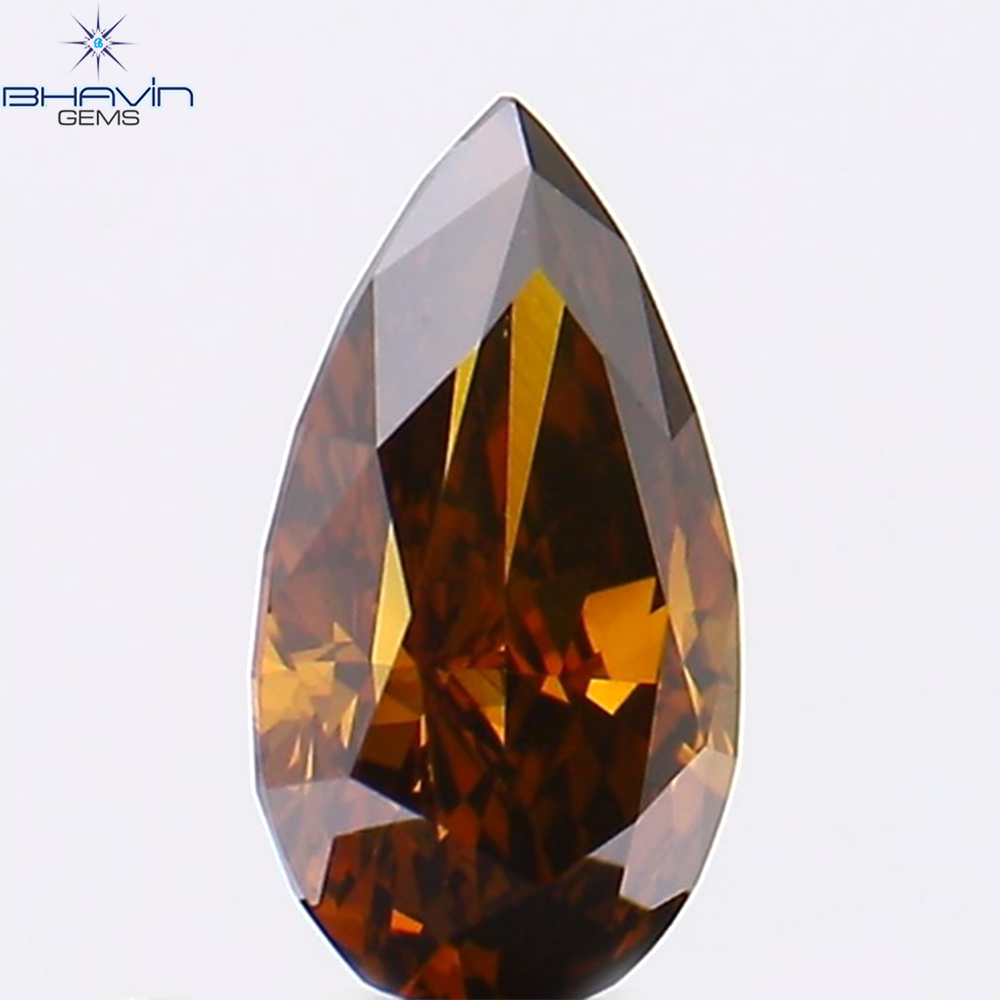 0.31 CT Natural Pear Diamond Enhanced Cognac Color Clarity VS1 (5.96 MM)