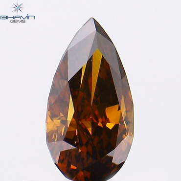 0.31 CT Pear Shape Natural Diamond Enhanced Cognac Color VS1 Clarity (5.96 MM)