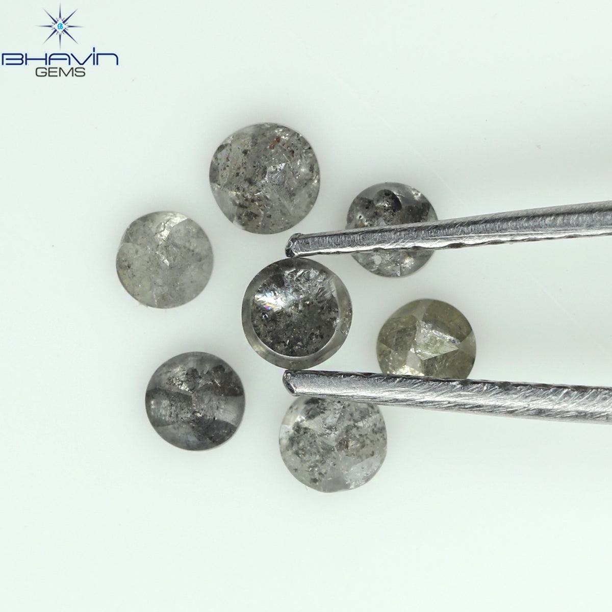 0.46 CT/7 Pcs Natural Uncut Diamond Salt And Pepper Color Clarity I3 (2.50 MM)