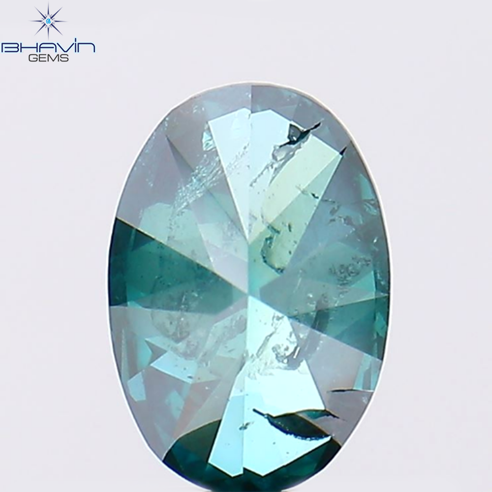 1.65 CT Natural Oval Diamond Enhanced Greenish Blue Color Clarity I2 (9.03 MM)