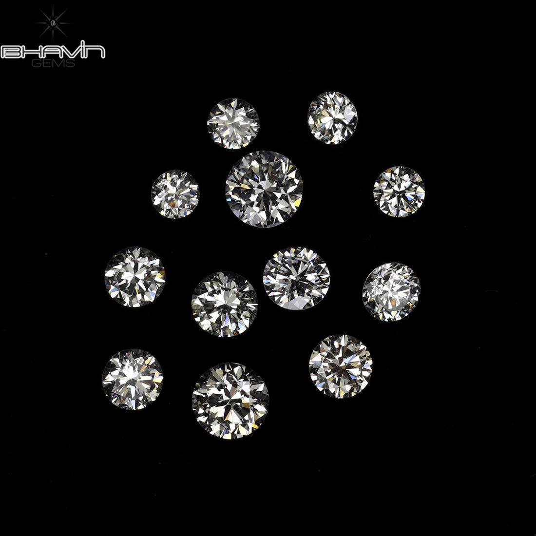 0.66 CT/12 Pcs Natural Round Diamond White Color Clarity VS2 (3.00 MM)