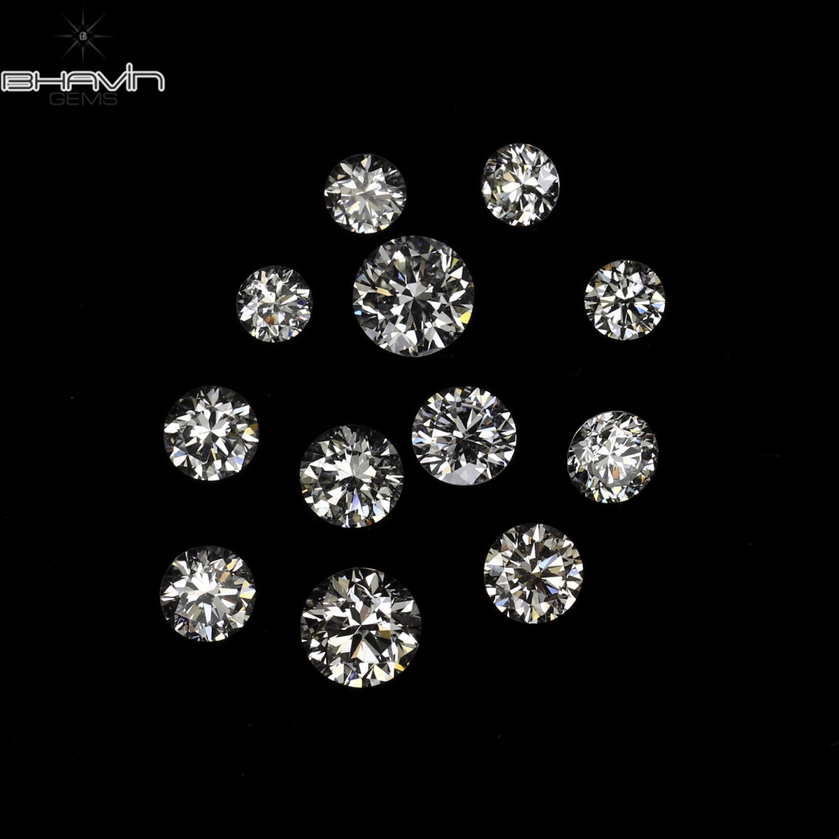 0.66 CT/12 Pcs Natural Round Diamond White Color Clarity VS2 (3.00 MM)