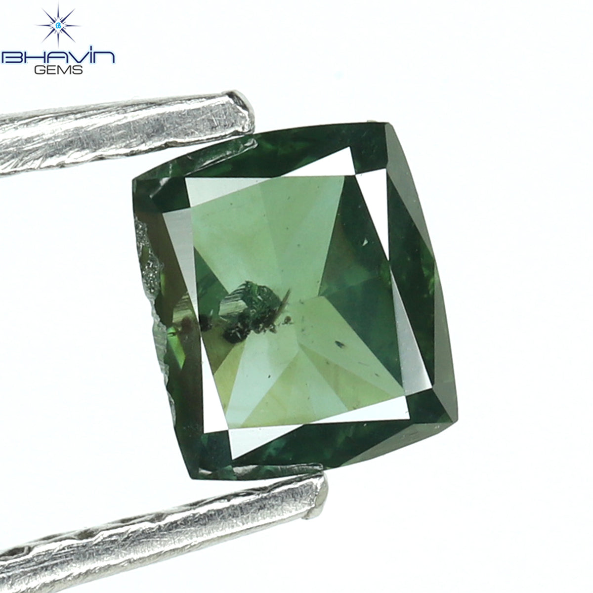0.28 CT Natural Cushion Diamond Enhanced Bluish Green Color Clarity I1 (4.22 MM)