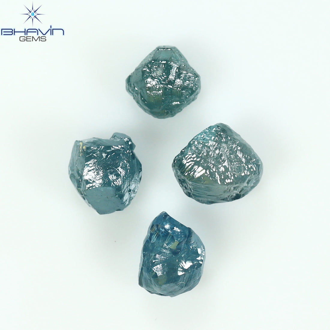 1.83 CT/4 Pcs Natural Rough Diamond Enhanced Blue Color Clarity I3 (4.46 MM)