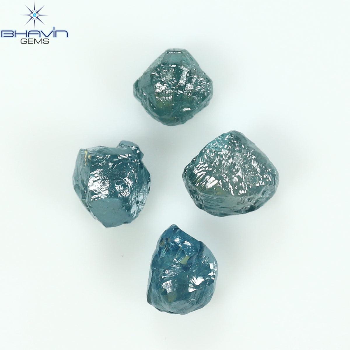 1.83 CT/4 Pcs Natural Rough Diamond Enhanced Blue Color Clarity I3 (4.46 MM)