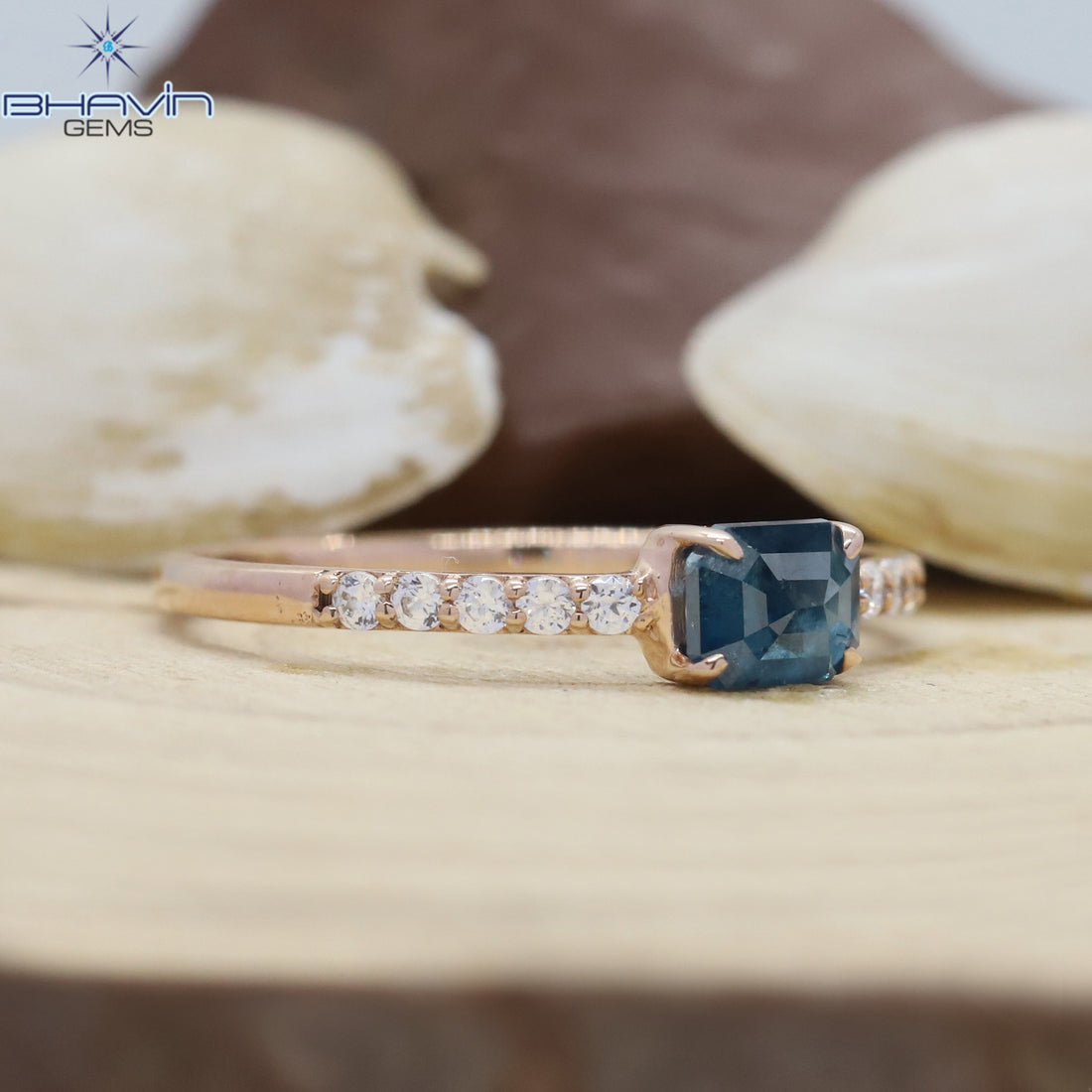 Emerald Diamond, Blue Diamond, Natural Diamond Ring, Engagement Ring, Wedding Ring, Diamond Ring