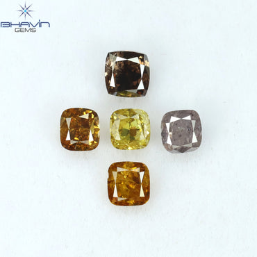 1.23 CT/5 Pcs Cushion Shape Natural Diamond Mix Color SI2 Clarity (3.75 MM)