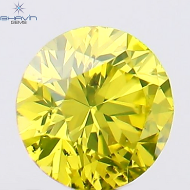 0.12 CT Round Shape Natural Diamond Green Yellow Color SI1 Clarity (3.19 MM)