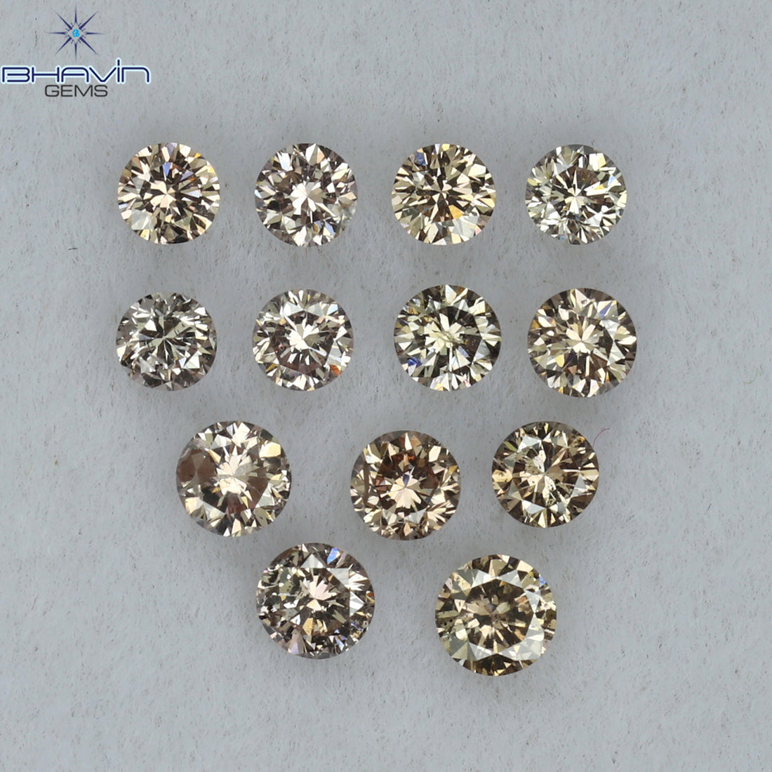 0.52 CT/13 Pcs Natural Round Diamond Brown Pink (Argyle) Color Clarity VS2 (2.35 MM)