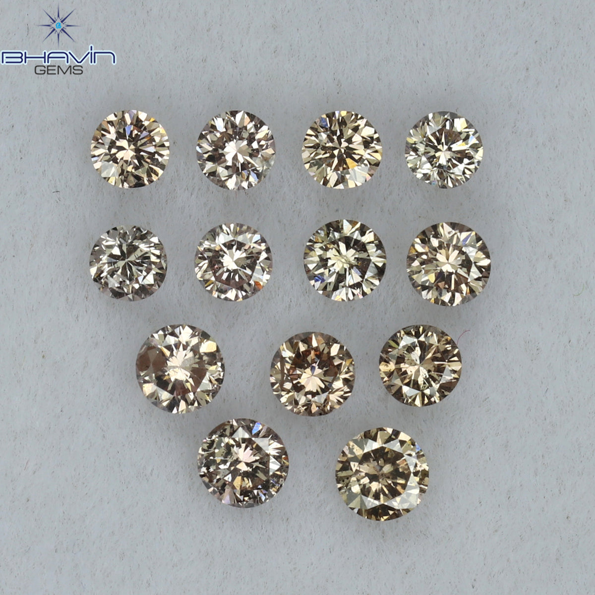 0.52 CT/13 Pcs Natural Round Diamond Brown Pink (Argyle) Color Clarity VS2 (2.35 MM)