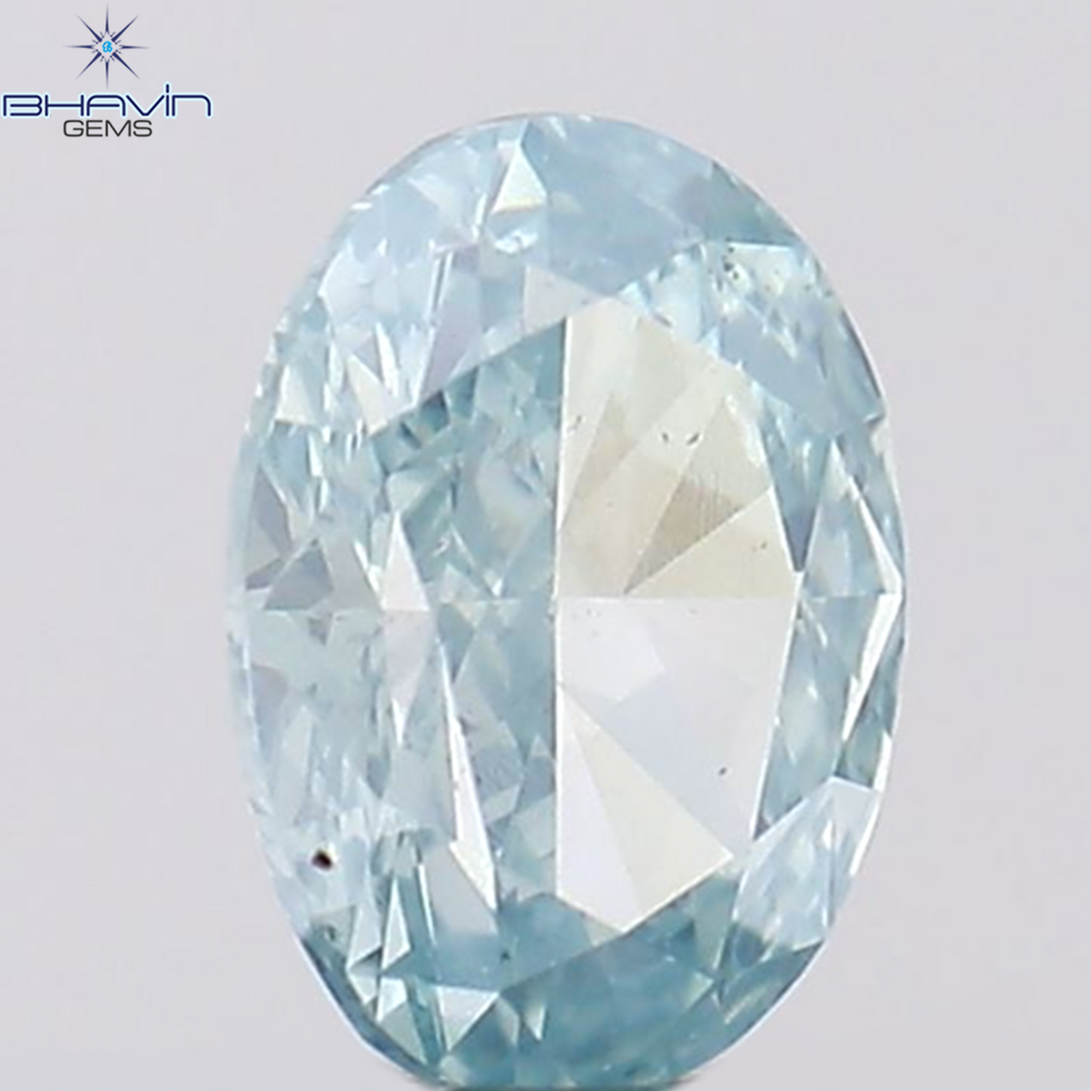 0.37 CT オーバル シェイプ ナチュラル ダイヤモンド グリーンがかったブルー カラー SI1 クラリティ (5.36 MM)