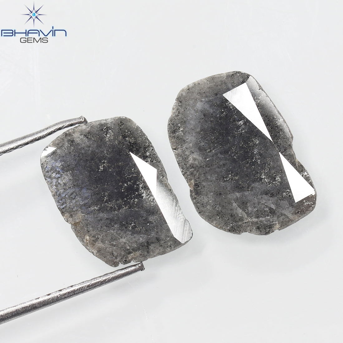 2.32 CT (2 Pcs) Slice Diamond Salt And Pepper Color Clarity I3 (12.50 MM)
