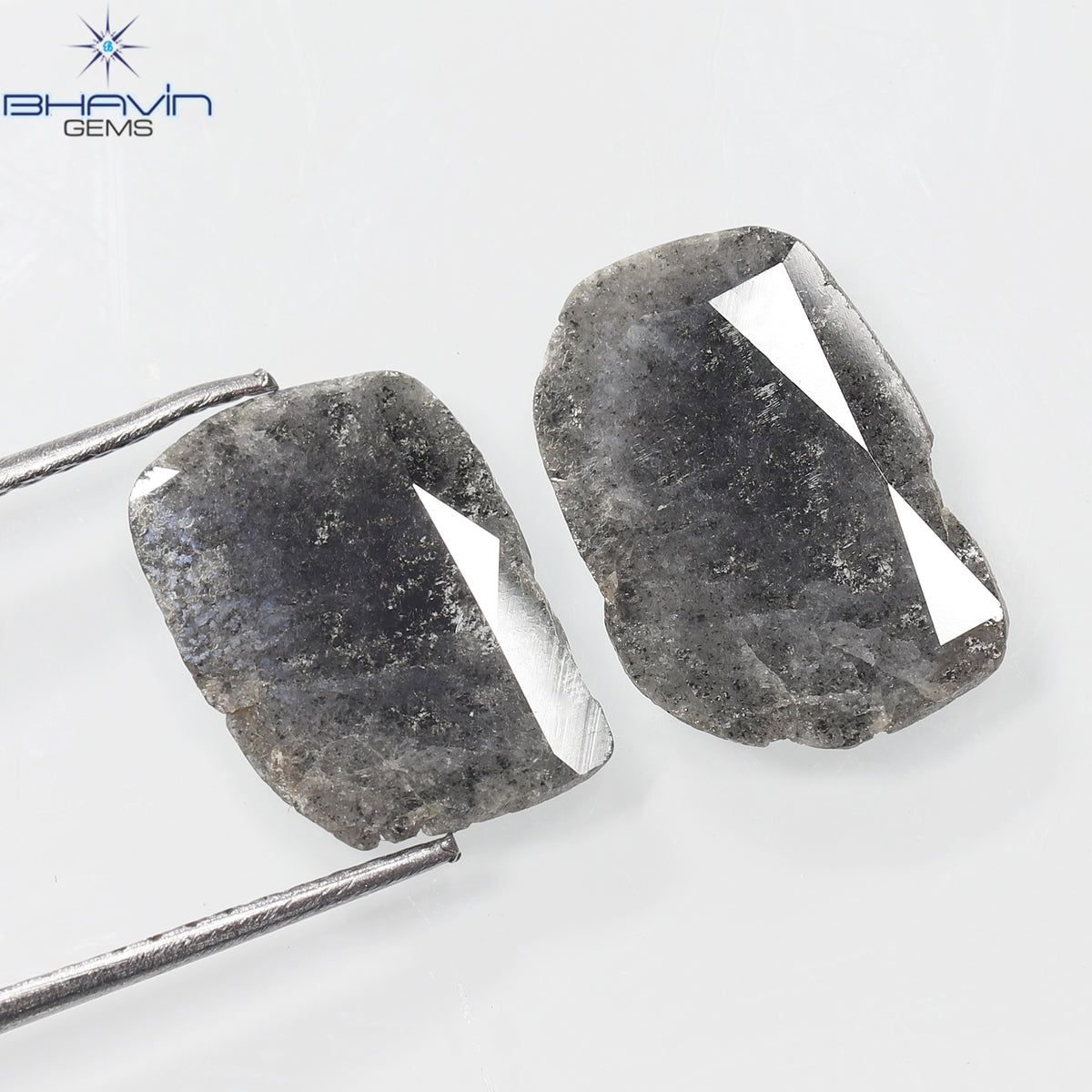2.32 CT/2 ピース スライス ダイヤモンド ソルト アンド ペッパー カラー クラリティ I3 (12.50 MM)