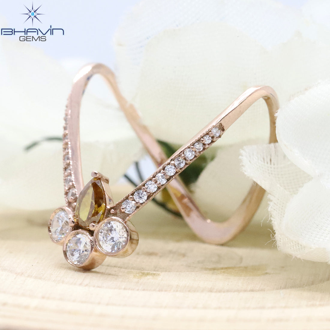 14K &amp; 18K, 指輪, ペアーダイヤモンド, 天然ダイヤモンドリング, イエローダイヤモンド, ブラウンダイヤモンド, 婚約指輪, 結婚指輪, ダイヤモンドリング, BJR-72