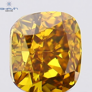 0.19 CT Cushion Shape Natural Diamond Enhanced Orange Yellow Color VS1 Clarity (3.20 MM)