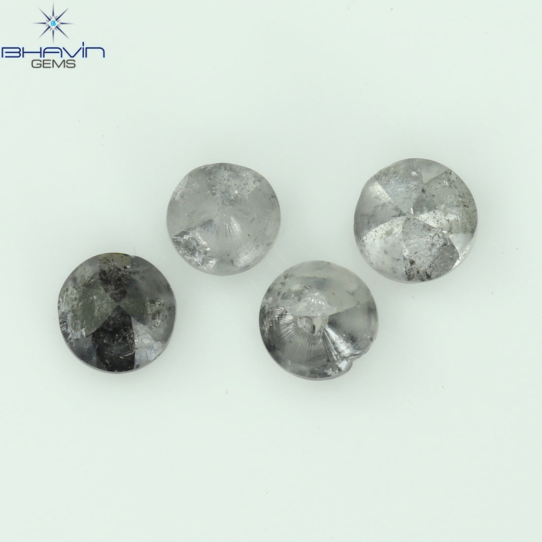 0.56 CT/4 Pcs Natural Uncut Diamond Salt And Pepper Color Clarity I3 (3.10 MM)