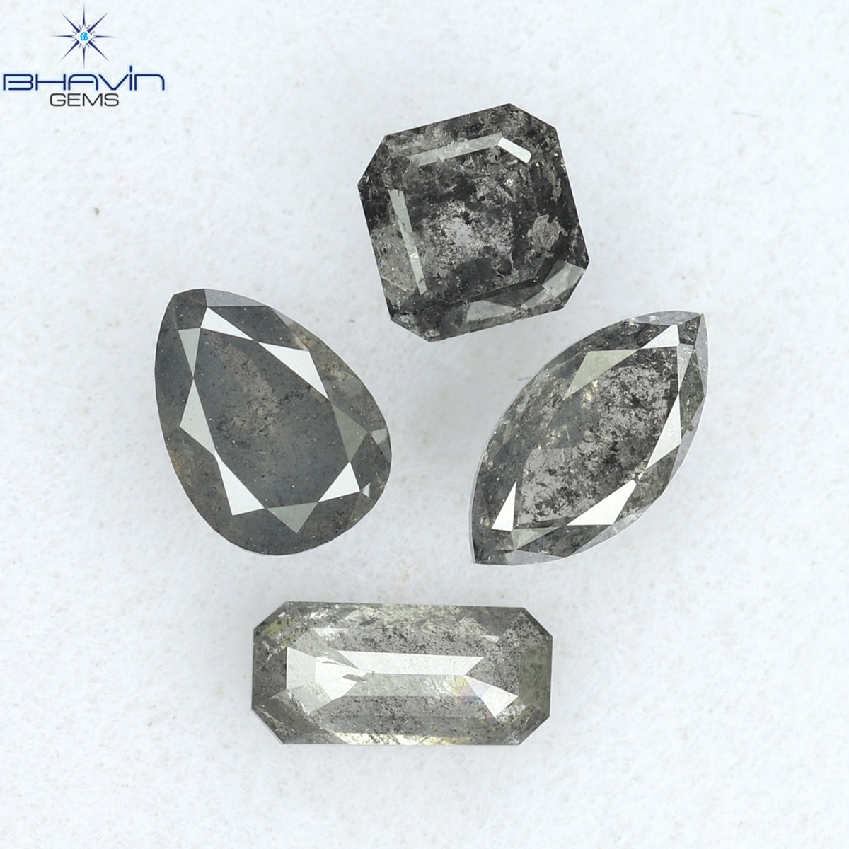 1.26 CT/4 Pcs Natural Mix Diamond Salt And Pepper Color Clarity I3 (5.94 MM)
