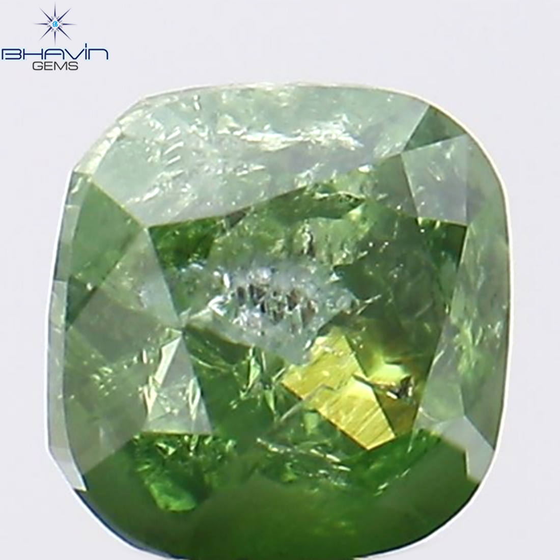0.31 CT Natural Cushion Diamond Enhanced Green Color Clarity I3 (3.70 MM)