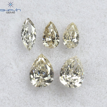 0.57 CT/5 Pcs Pear Shape Natural Diamond White(K) Color VS2 Clarity (4.40 MM)