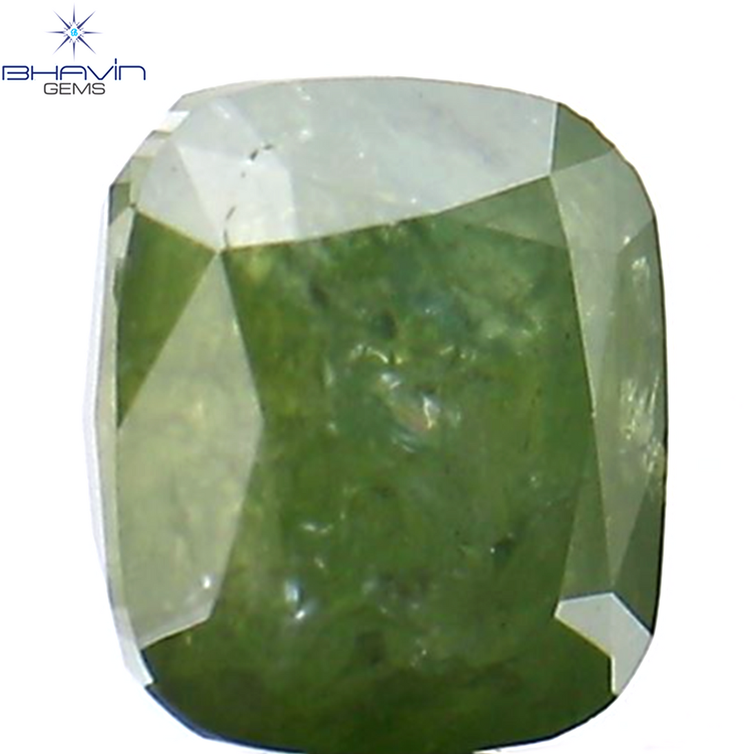0.74 CT Natural Cushion Diamond Enhanced Green Color Clarity I3 (4.85 MM)