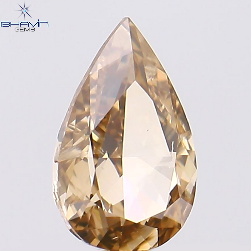 0.44 CT Pear Shape Natural Diamond Brown Color SI1 Clarity (6.15 MM)